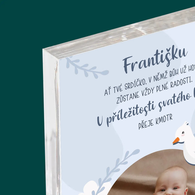 Fotka A Nápis: U Příležitosti Svatého Křtu Přání - Akrylový Blok