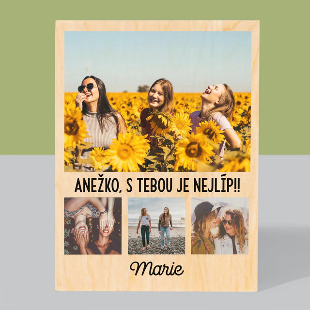 Fotokoláž: Nejlepší Kamarádky - Tisk Na Dřevo