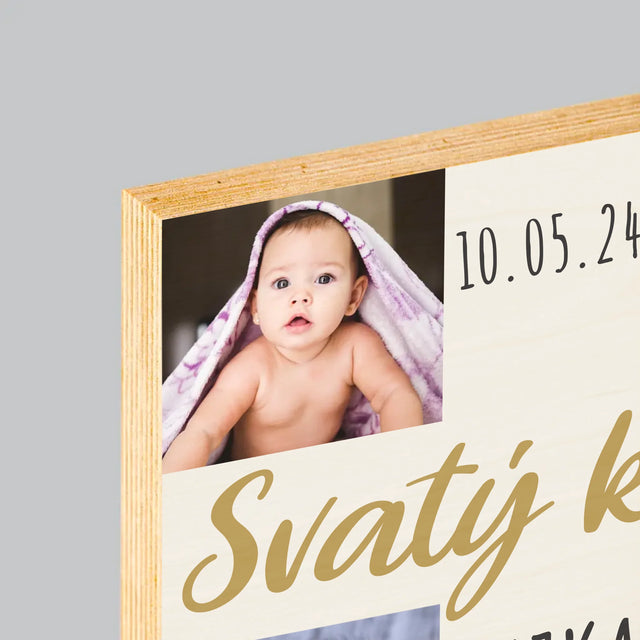Fotokoláž: Svatý Křest Kříž - Tisk Na Dřevo
