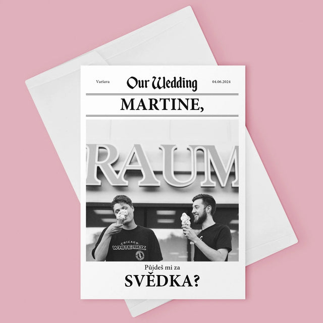 Fotka A Nápis: Our Wedding Svědek - Přání