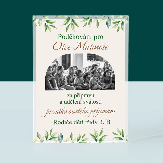 Fotka A Nápis: Poděkování Pro Kněze Přijímání - Akrylový Blok