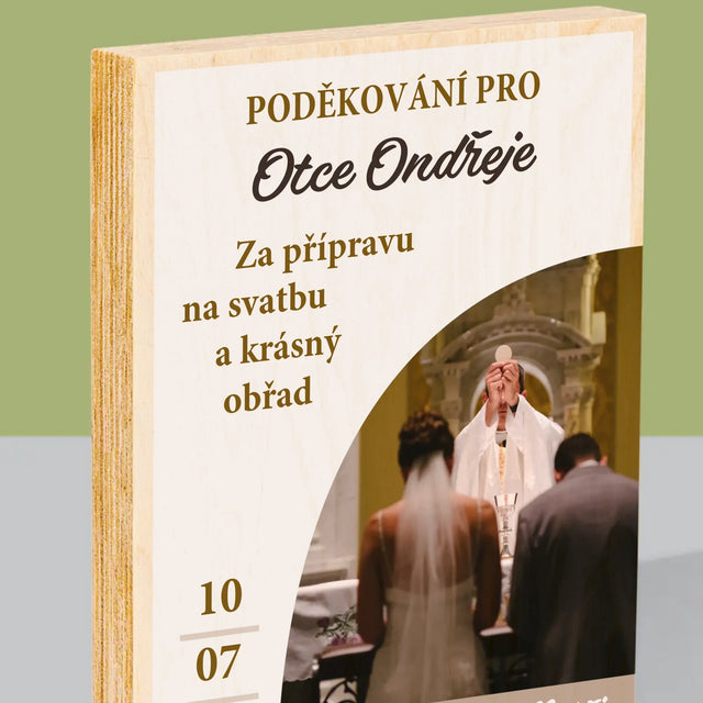 Fotka A Nápis: Poděkování Pro Kněze Svatba - Tisk Na Dřevo