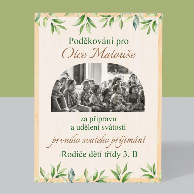Fotka A Nápis: Poděkování Pro Kněze Přijímání - Tisk Na Dřevo