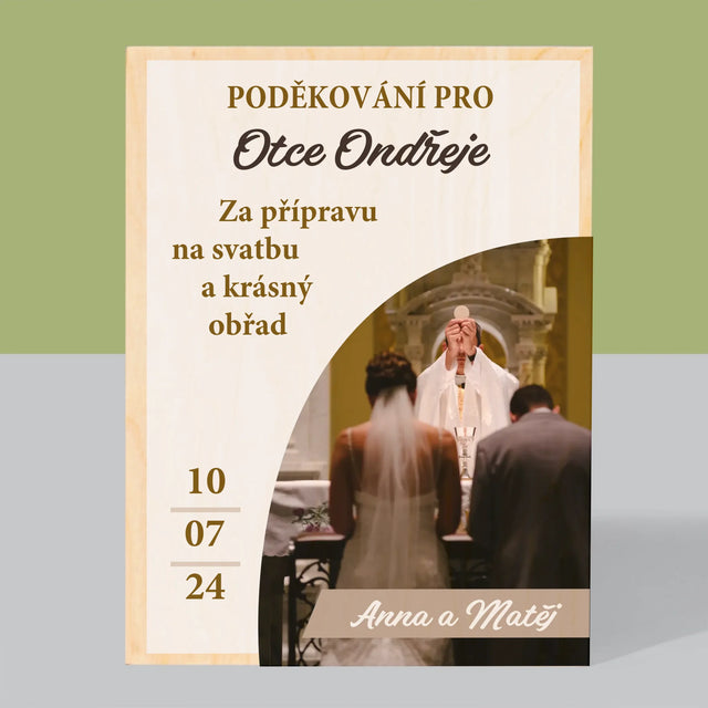 Fotka A Nápis: Poděkování Pro Kněze Svatba - Tisk Na Dřevo
