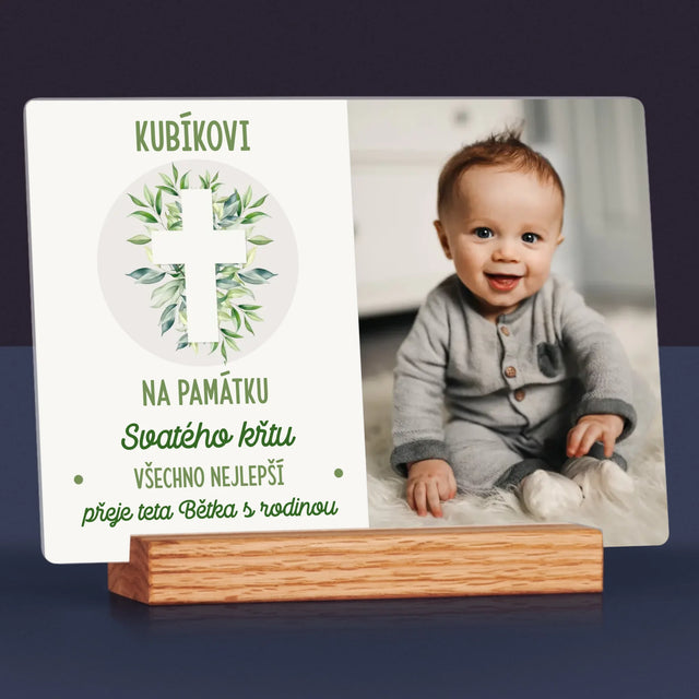 Fotka A Nápis: Svatý Křest Lístky - Tisk Na Akrylovém Skle