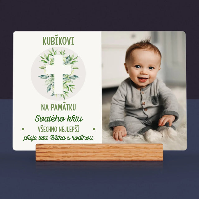 Fotka A Nápis: Svatý Křest Lístky - Tisk Na Akrylovém Skle