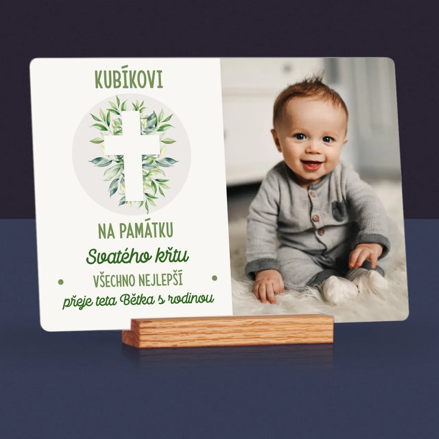 Fotka A Nápis: Svatý Křest Lístky - Tisk Na Akrylovém Skle