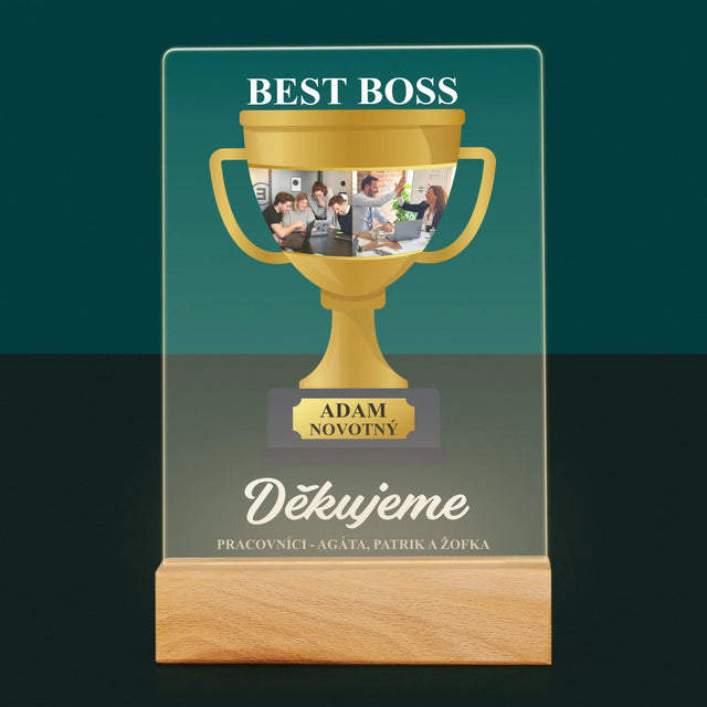 Fotokoláž: Best Boss Pohár - Tisk Na Akrylovém Skle