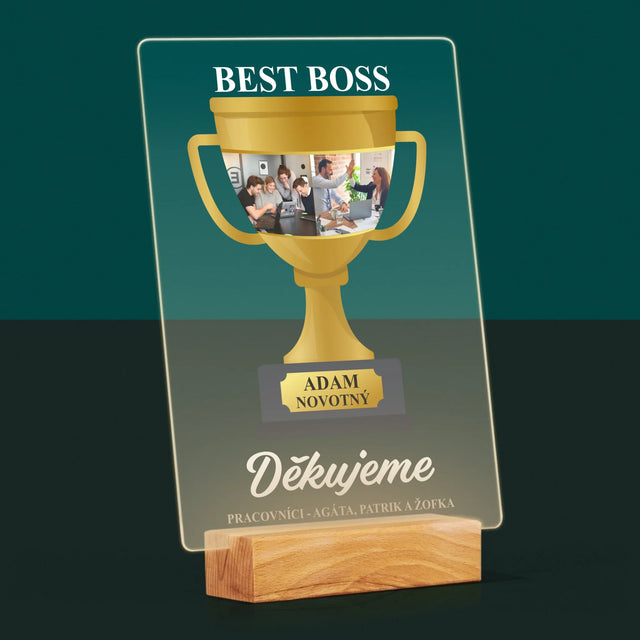 Fotokoláž: Best Boss Pohár - Tisk Na Akrylovém Skle