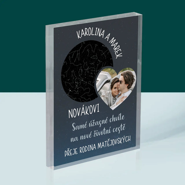 Hvězdná Mapa: Nová Životní Cesta Svatba - Akrylový Blok