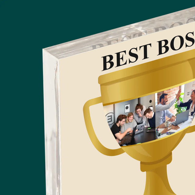 Fotokoláž: Best Boss Pohár - Akrylový Blok