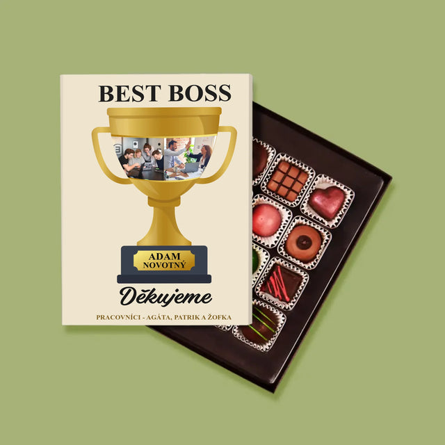 Fotokoláž: Best Boss Pohár - Pralinky