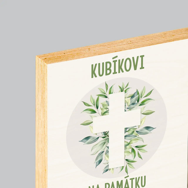 Fotka A Nápis: Svatý Křest Lístky - Tisk Na Dřevo