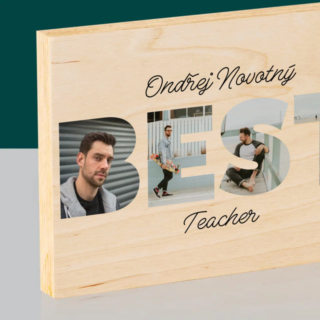 Slovo Z Fotek: Best Teacher - Tisk Na Dřevo