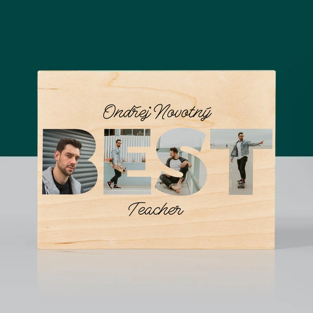 Slovo Z Fotek: Best Teacher - Tisk Na Dřevo