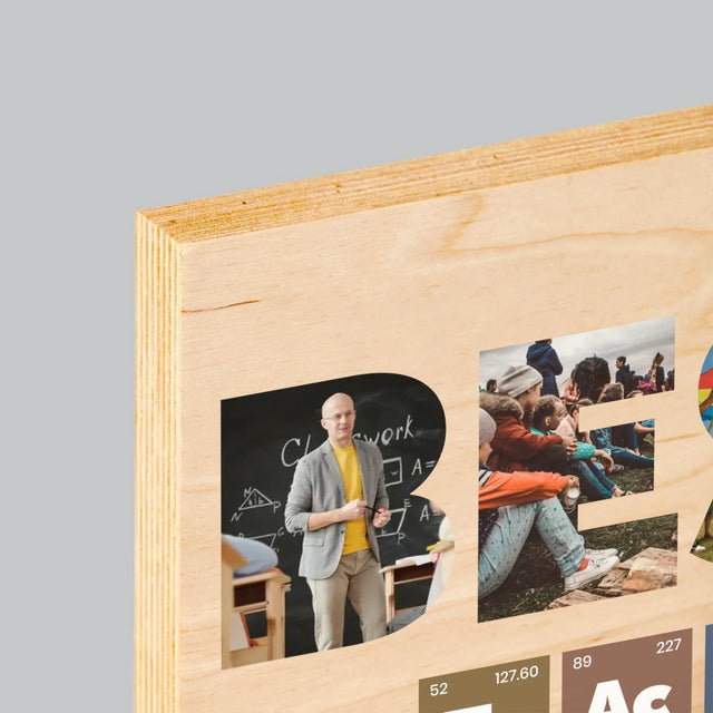 Slovo Z Fotek: Best Teacher Prvky - Tisk Na Dřevo
