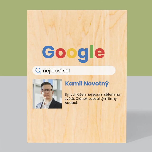 Fotka A Textem: Nejlepší Šéf Výsledek Google - Tisk Na Dřevo