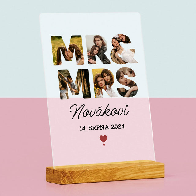 Slovo Z Fotek: Mr&Mrs - Tisk Na Akrylovém Skle