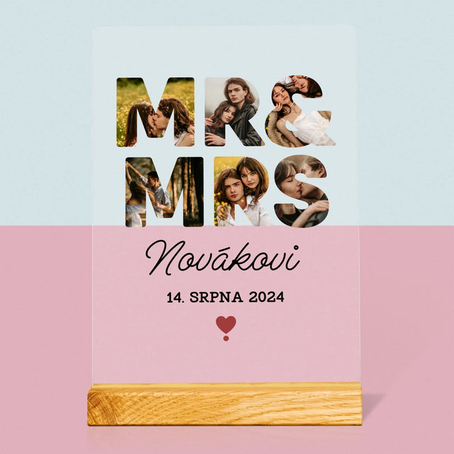 Slovo Z Fotek: Mr&Mrs - Tisk Na Akrylovém Skle