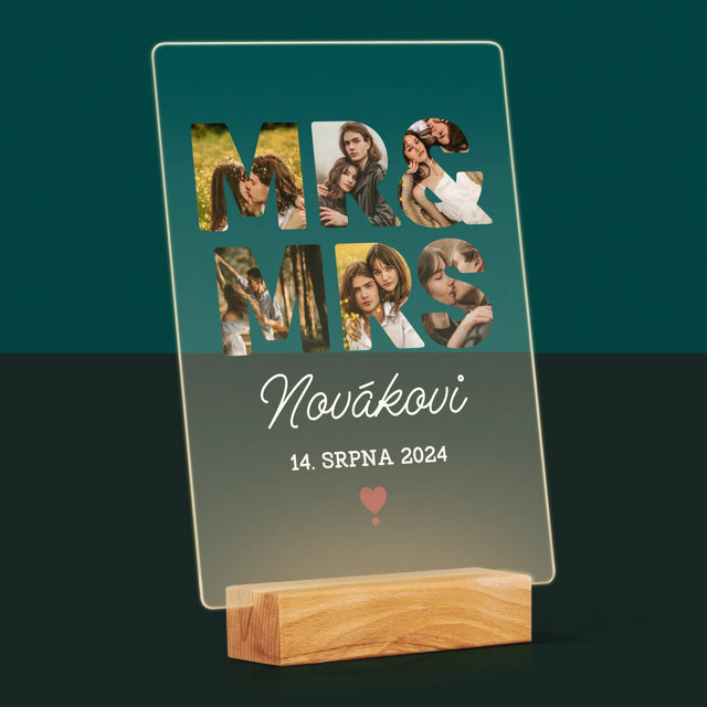 Slovo Z Fotek: Mr&Mrs - Tisk Na Akrylovém Skle