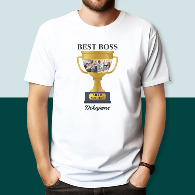 Fotokoláž: Best Boss Pohár - Pánské Tričko