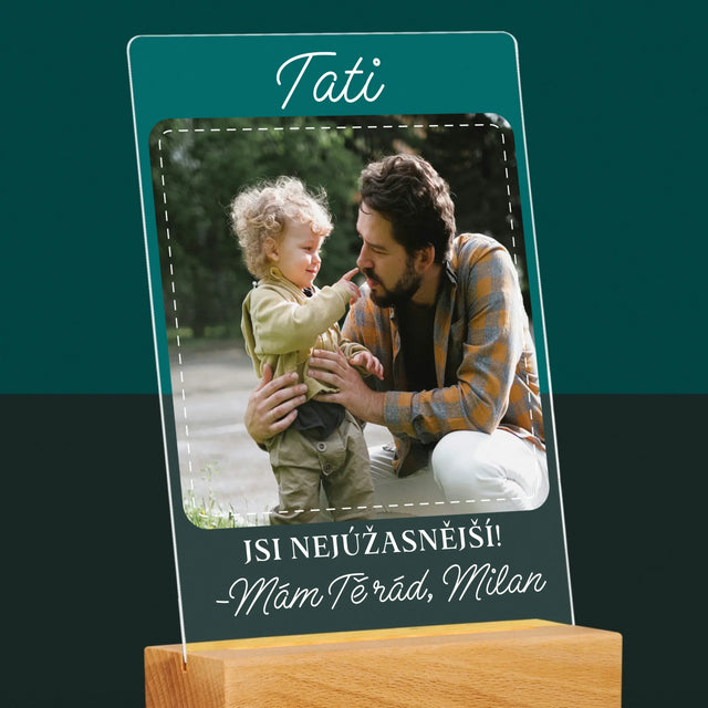 Fotka A Nápis: Nejúžasnější Táta - Tisk Na Akrylovém Skle