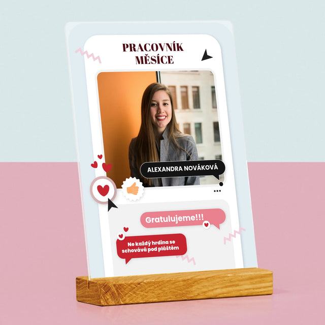 Fotka A Nápis: Pracovník Měsíce  - Tisk Na Akrylovém Skle