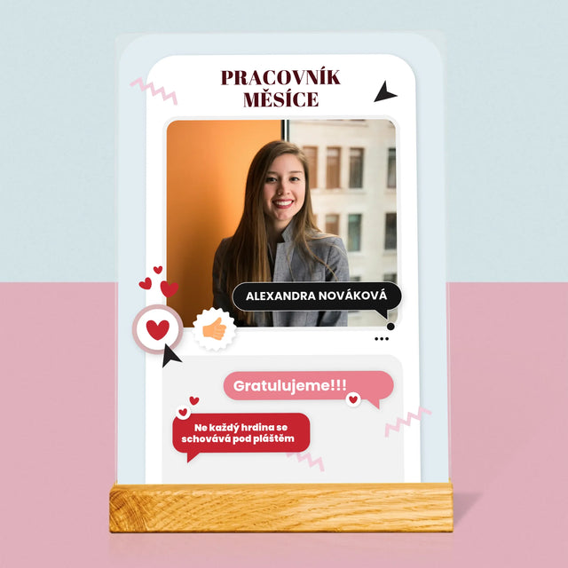 Fotka A Nápis: Pracovník Měsíce  - Tisk Na Akrylovém Skle