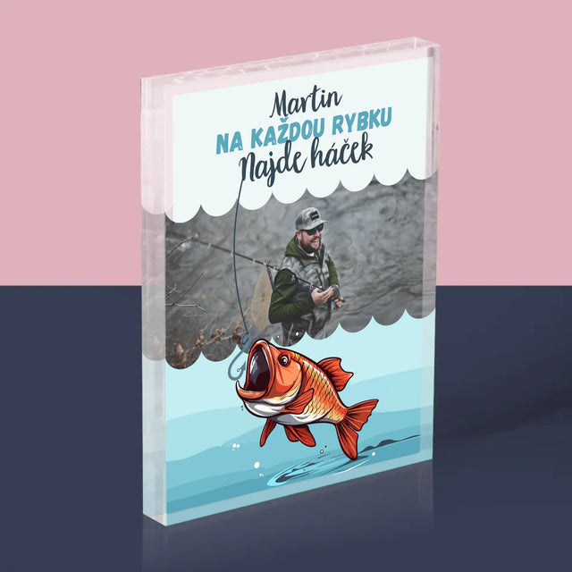 Fotka A Nápis: Najde Háček - Akrylový Blok