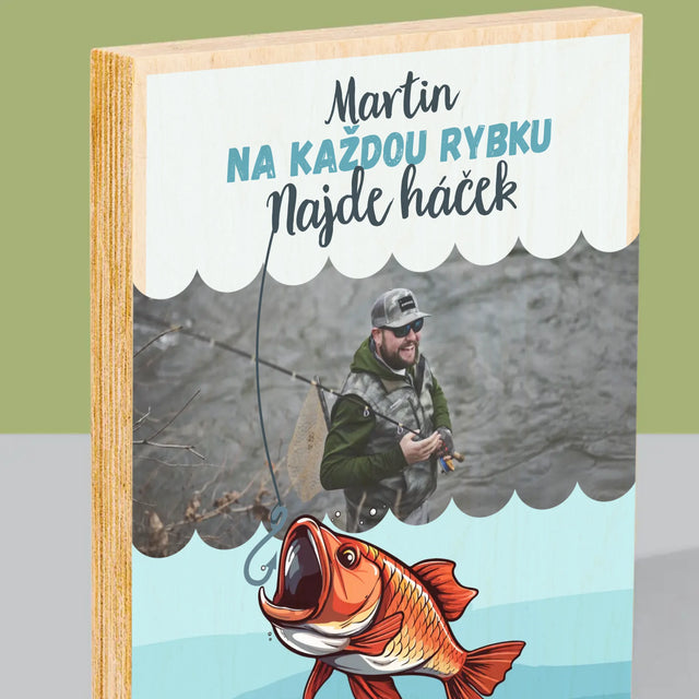 Fotka A Nápis: Najde Háček - Tisk Na Dřevo