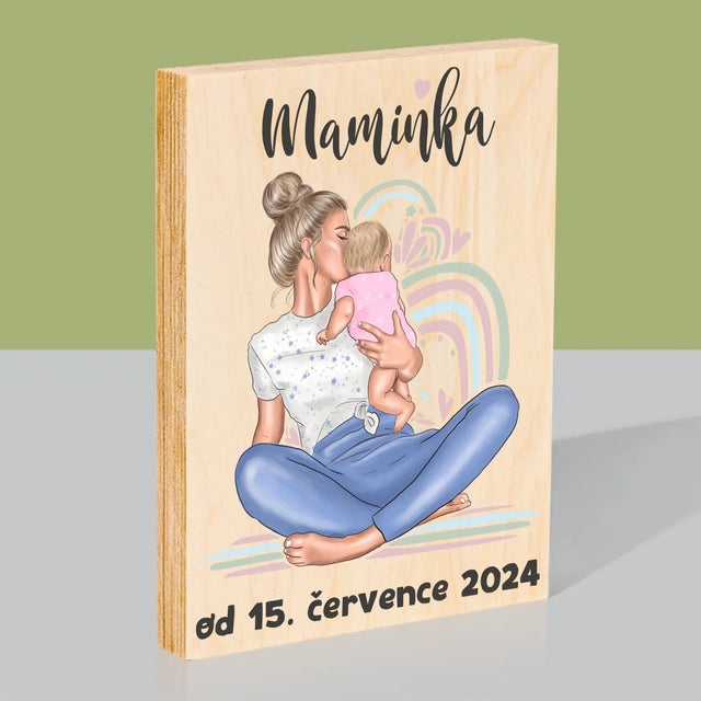Designér Postav: Mladá Mamina - Tisk Na Dřevo