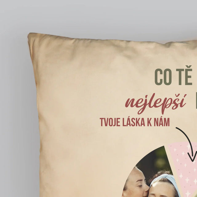 Fotka A Nápis: Vlastnosti Nejlepší Mámy - Polštář