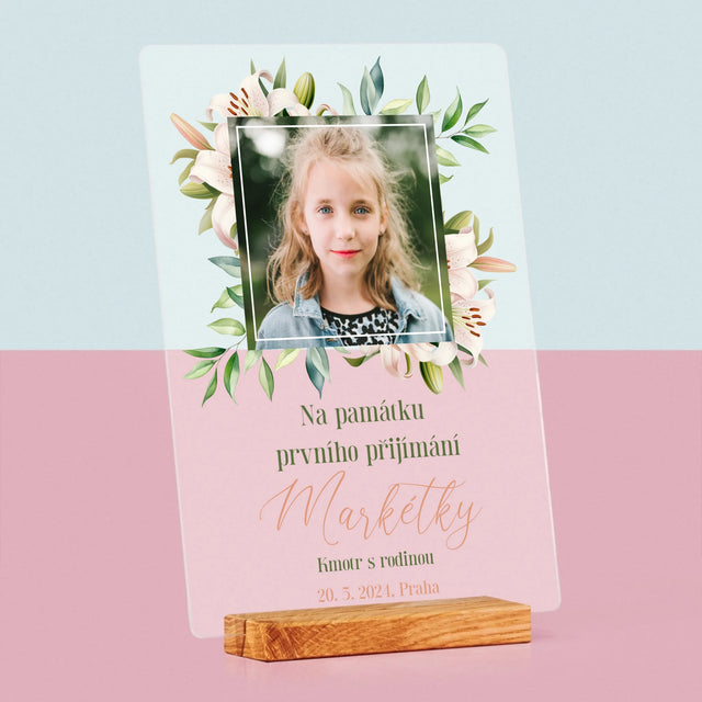 Fotka A Nápis: Na Památku Prvního Přijímání - Tisk Na Akrylovém Skle