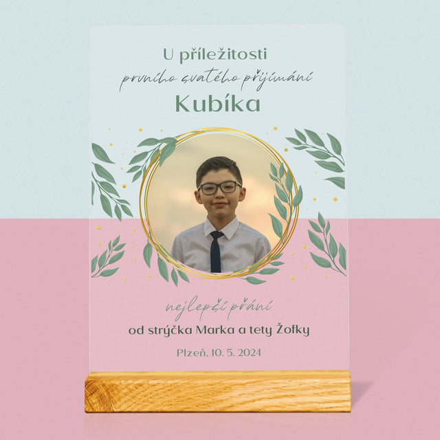 Fotka A Nápis: U Příležitosti Prvního Svatého Přijímání - Tisk Na Akrylovém Skle