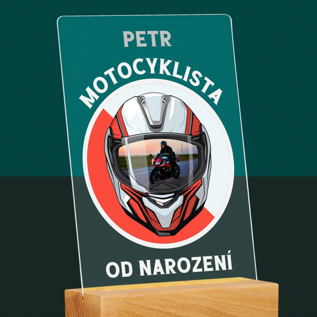 Fotka A Textem: Motorkář Od Narození - Tisk Na Akrylovém Skle