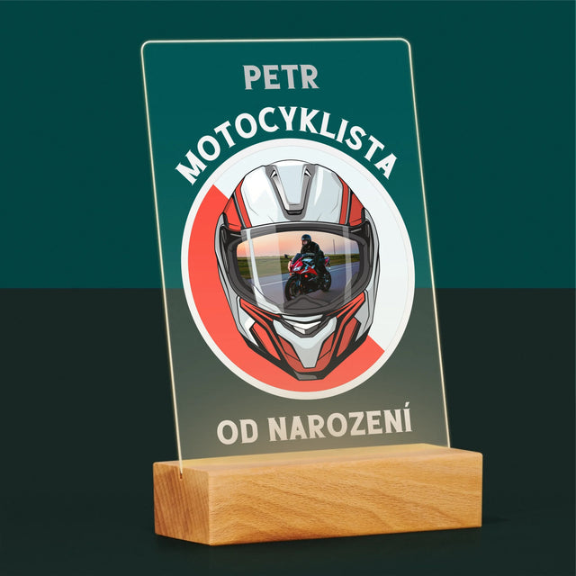 Fotka A Textem: Motorkář Od Narození - Tisk Na Akrylovém Skle