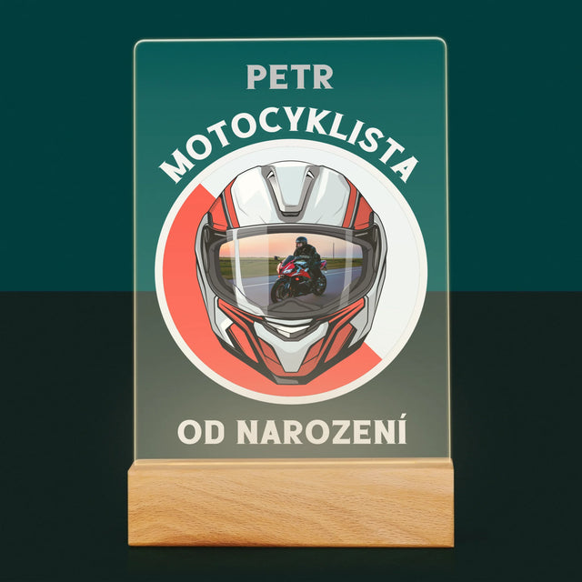 Fotka A Textem: Motorkář Od Narození - Tisk Na Akrylovém Skle