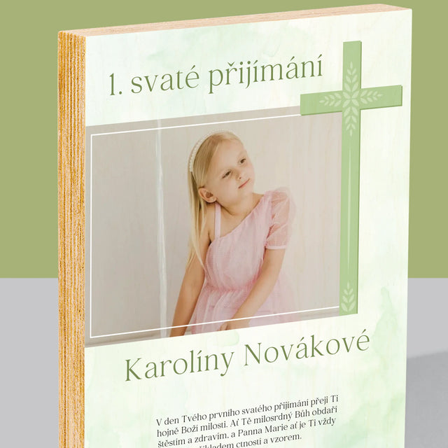 Fotografie a podpis: Kříž s fotografií přijímání - tisk na dřevo | Česká republika
