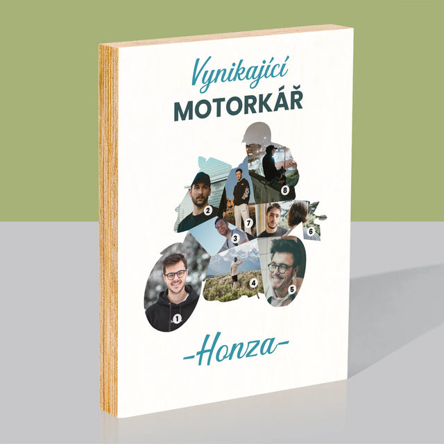 Tvar z fotografií: Vynikající motocyklista - tisk na dřevo | Česká republika