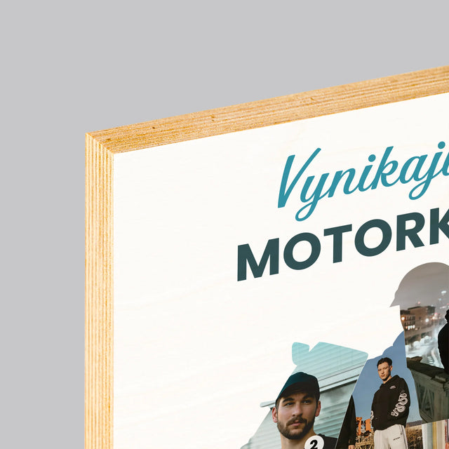 Tvar z fotografií: Vynikající motocyklista - tisk na dřevo | Česká republika