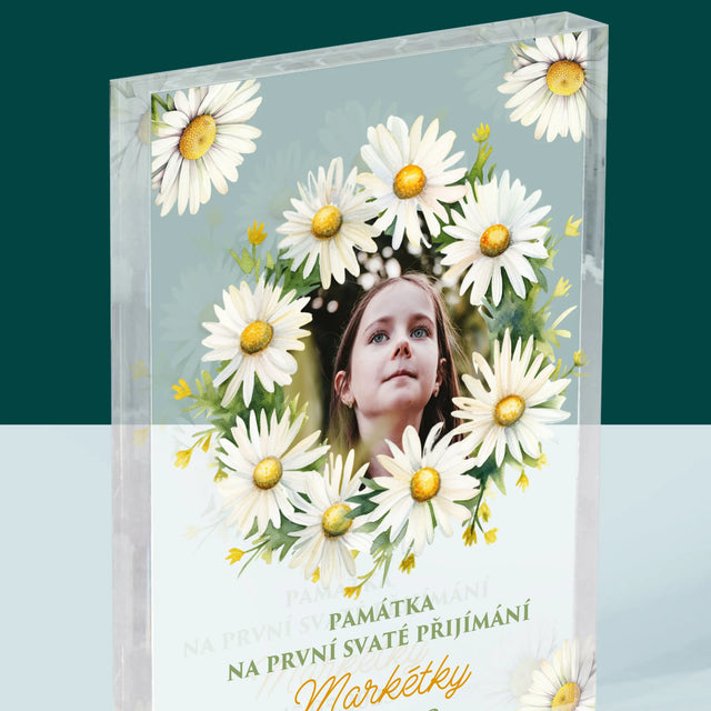 Fotka A Nápis: Památka Na Svaté Přijímání Sedmikrásky - Akrylový Blok
