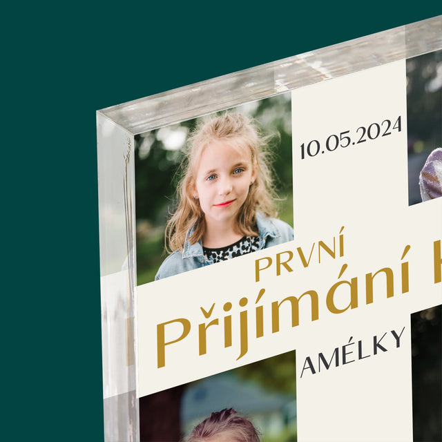 Fotokoláž: První Přijímání Kříž - Akrylový Blok