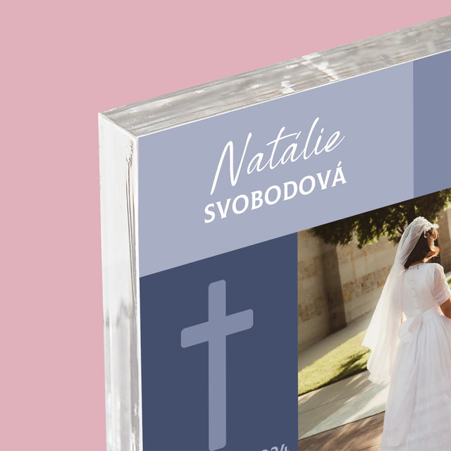 Fotka A Nápis: Andělíčku Přijímání - Akrylový Blok
