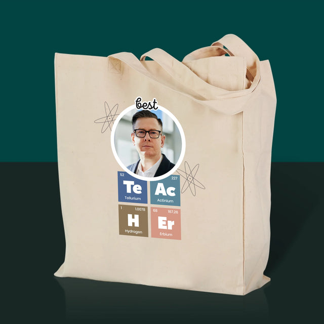 Fotka A Nápis: Teacher Prvky - Plátěná Taška