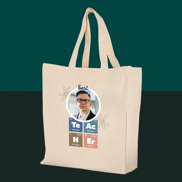 Fotka A Nápis: Teacher Prvky - Plátěná Taška