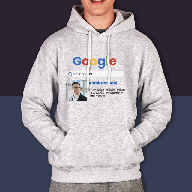 Fotka A Textem: Nejlepší Šéf Výsledek Google - Pánská Mikina S Kapuci