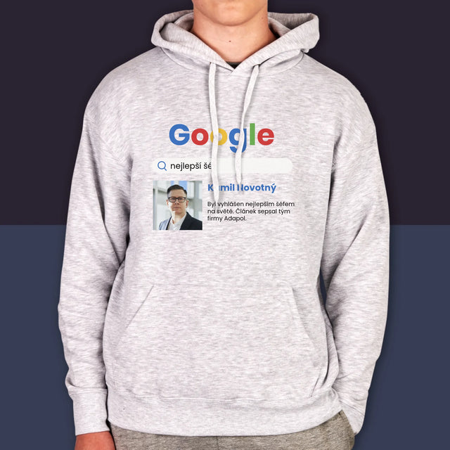 Fotka A Textem: Nejlepší Šéf Výsledek Google - Pánská Mikina S Kapuci