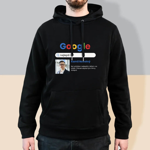 Fotka A Textem: Nejlepší Šéf Výsledek Google - Pánská Mikina S Kapuci