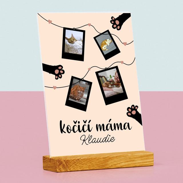 Fotokoláž: Kočičí Máma Polaroidy
 - Tisk Na Akrylovém Skle