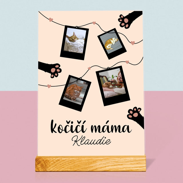 Fotokoláž: Kočičí Máma Polaroidy
 - Tisk Na Akrylovém Skle